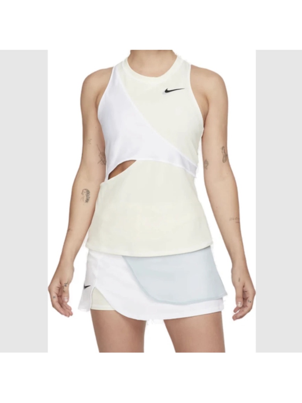 Nike Court Slam Tennis Outfit Set Women’s Yellow White Tank Skirt Small - Picture 9 of 10